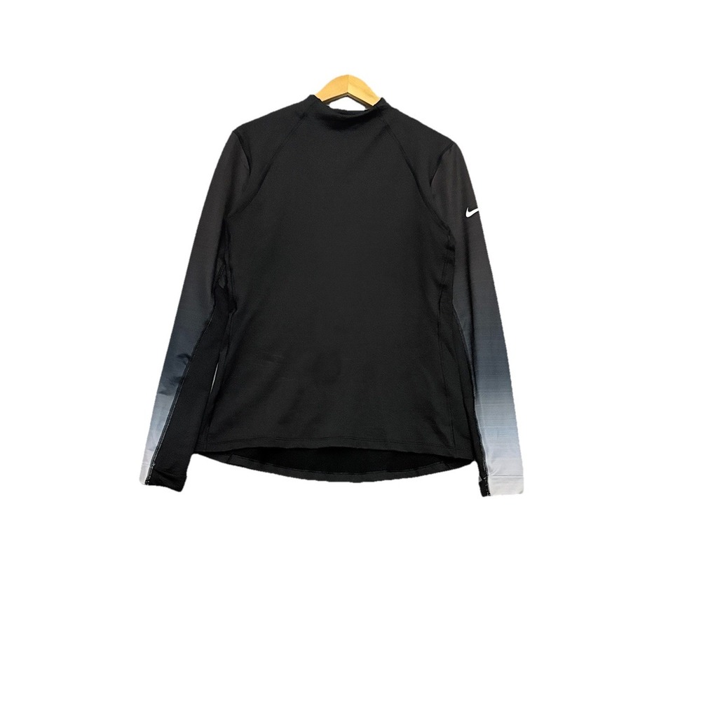 Nike Pro Hyperwarm Men‎ Shirt XL Black Ombre LS Compression Mock Neck Thermal